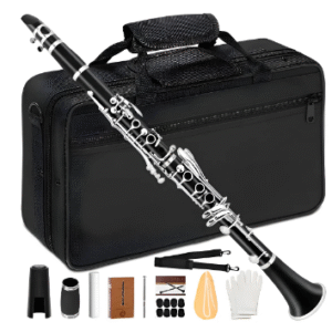 Kit Clarinete Si Bemol Bb 17 Chaves Estojo Case Luxo Preto