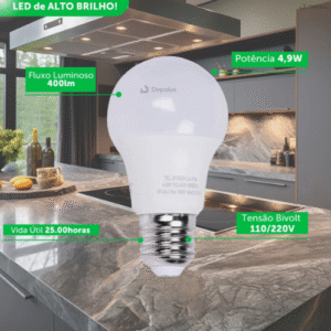 Kit 5 Lâmpada Bolinha Led 4,9w Tkl 30 E27 Taschibra