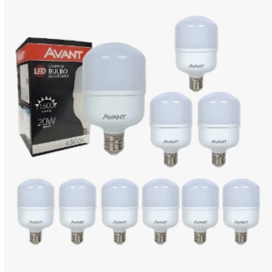 Kit 10 Lâmpadas Led 20w Bulbo 6500k Luz Branca Avant Luz Branco-frio