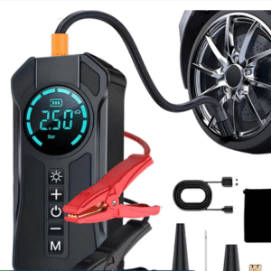 Bomba de Ar Portatil Compressor Inflator Multi-função 4 em 1 PowerBank 8kmah Bateria Calibrador de Carro Auto Pneu