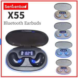 Senbenbao X55 Fones De Ouvido TWS Sleep Sem Fio Bluetooth Display Led HIFI Som Estéreo Fone À Prova D'água Com Cancelame